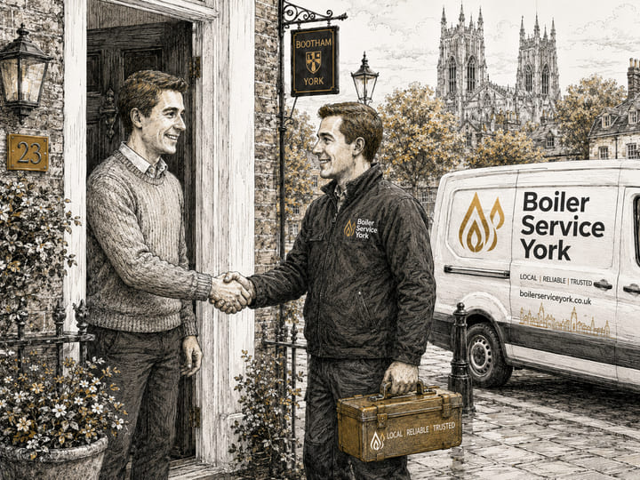 A Boiler Service York engineer greeting a customer on arrival.